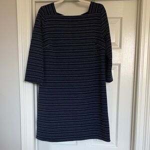 LOFT Navy and White Striped Long Sleeve Dress size L like new